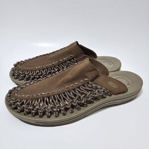Keen Uneek Sandals Mens US11.5 EU45 Brown Leather Rope Cord Woven Comfort Slide